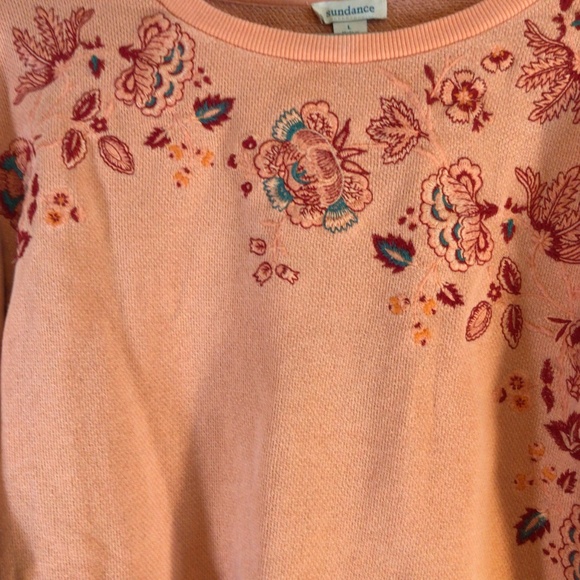 Sundance Women's Sweatshirt Peach Size Large Clementine Fields Embroidered Boho - Picture 4 of 9